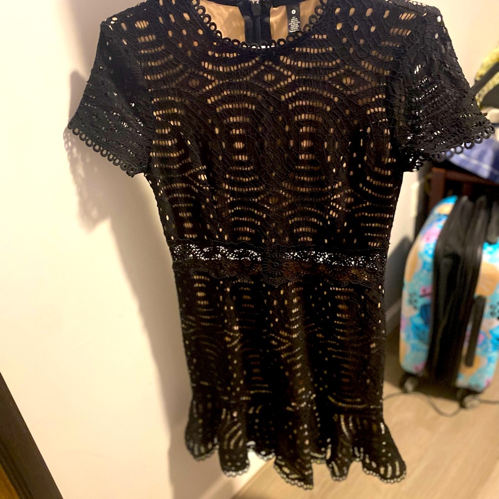 Aqua black lace dress with nude size S